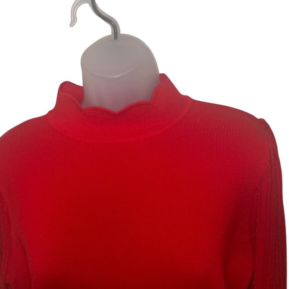 Nanette Lepore Red Mock Neck Sweater with Gold Button Cuffs NWT – Size Large - Picture 4 of 7